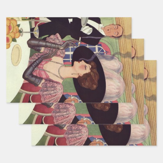 vrouw die sigaret rookt Drink champagne Inpakpapier Vel (Set)