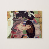  vrouw die sigaret rookt Drink champagne Legpuzzel (Horizontaal)