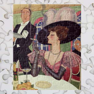  vrouw die sigaret rookt Drink champagne Legpuzzel