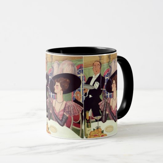  vrouw die sigaret rookt Drink champagne Mok (Voorkant rechts)