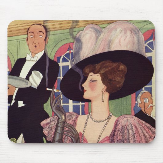 vrouw die sigaret rookt Drink champagne Muismat (Voorkant)