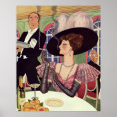  vrouw die sigaret rookt Drink champagne Poster (Voorkant)