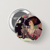  vrouw die sigaret rookt Drink champagne Ronde Button 5,7 Cm (Voorkant /achterkant)