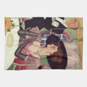 vrouw die sigaret rookt Drink champagne Theedoek (Horizontaal)