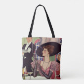  vrouw die sigaret rookt Drink champagne Tote Bag (Achterkant)