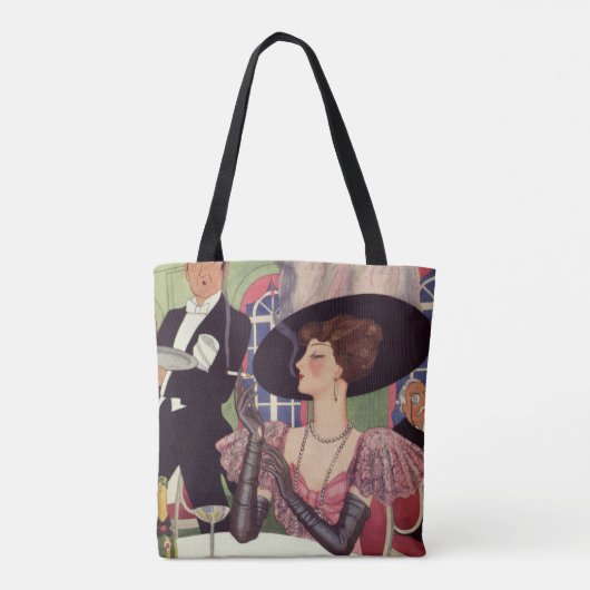  vrouw die sigaret rookt Drink champagne Tote Bag (Achterkant)