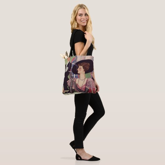  vrouw die sigaret rookt Drink champagne Tote Bag (Op model)