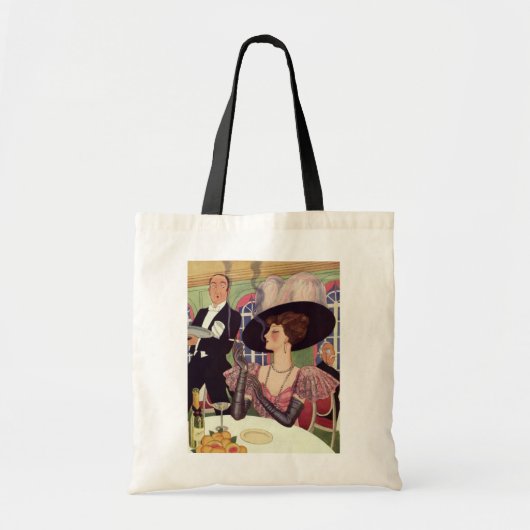 vrouw die sigaret rookt Drink champagne Tote Bag (Voorkant)