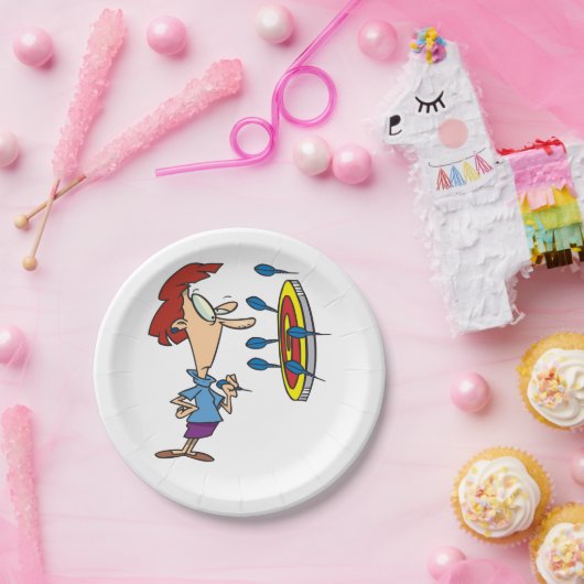 Vrouw die speelt papieren bordje (Feest)