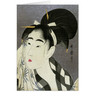 Vrouw die Sweat Utamaro Fine Japans kunstwerk wegv