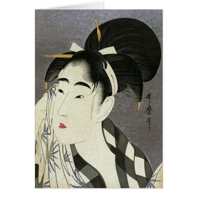 Vrouw die Sweat Utamaro Fine Japans kunstwerk wegv (Voorkant)