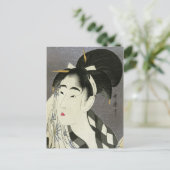 Vrouw die Sweat Utamaro Fine Japans kunstwerk wegv Briefkaart (Staand voorkant)