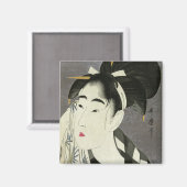 Vrouw die Sweat Utamaro Fine Japans kunstwerk wegv Magneet (Voorkant / Achterkant)