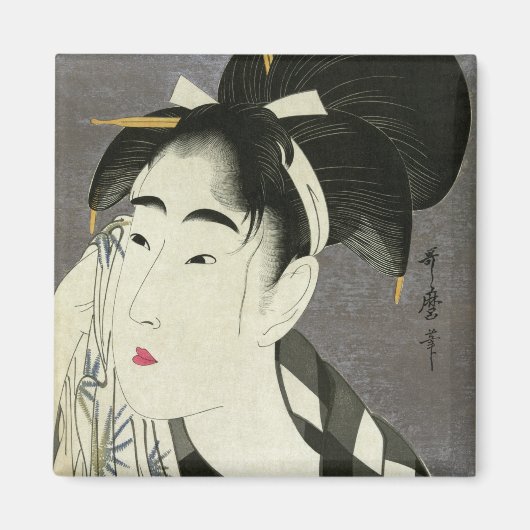 Vrouw die Sweat Utamaro Fine Japans kunstwerk wegv Magneet (Voorkant)