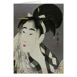 Vrouw die Sweat wegvaagt door Kitagawa Utamaro Bla