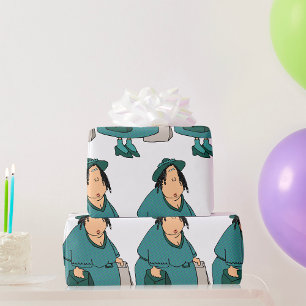 Vrouw die tassen draagt cadeaupapier