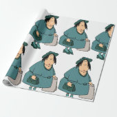 Vrouw die tassen draagt cadeaupapier (Uitgerold)