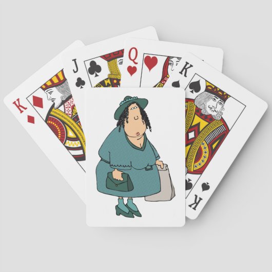 Vrouw die tassen draagt pokerkaarten (Achterkant)