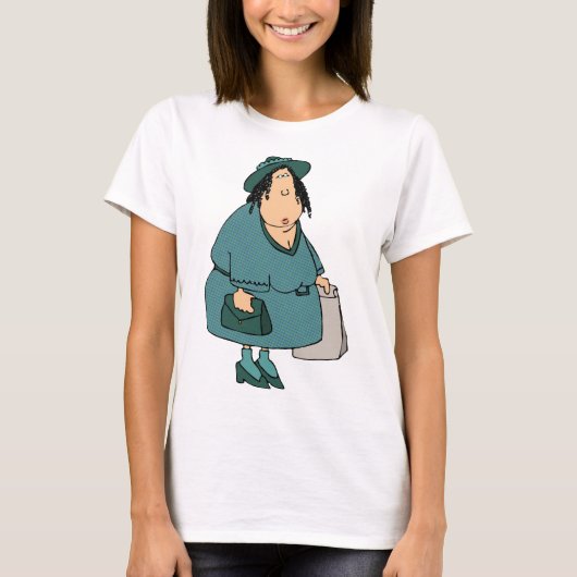 Vrouw die tassen draagt t-shirt (Voorkant)