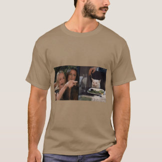 vrouw die tegen kat meme vrienden grappig schreeuw t-shirt