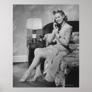 Vrouw die telefonisch praat poster
