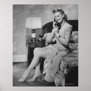 Vrouw die telefonisch praat poster