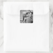 Vrouw die telefonisch praat vierkante sticker (Tas)