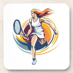 vrouw die tennis speelt bier onderzetter