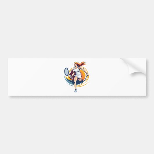 vrouw die tennis speelt bumpersticker (Voorkant)