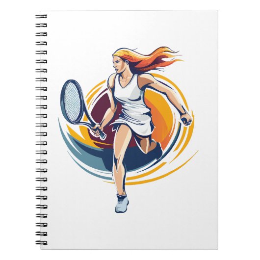 vrouw die tennis speelt notitieboek (Voorkant)