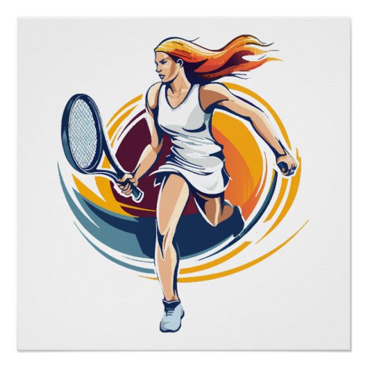 vrouw die tennis speelt perfect poster (Voorkant)