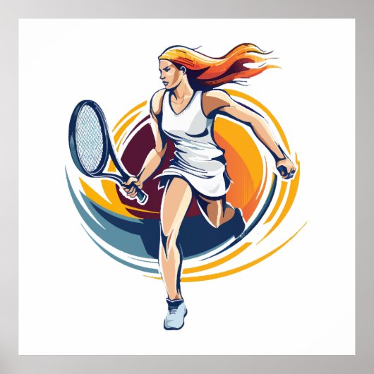 vrouw die tennis speelt poster (Voorkant)