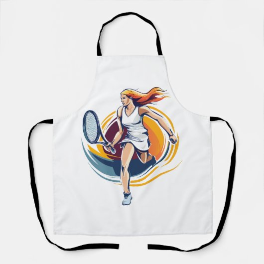 vrouw die tennis speelt schort (Voorkant)