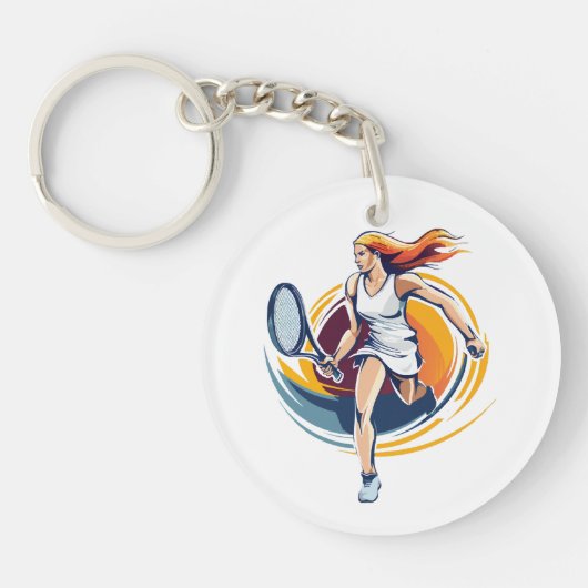 vrouw die tennis speelt sleutelhanger (Voorkant)