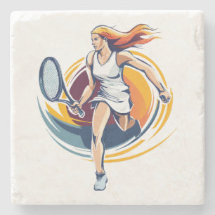 vrouw die tennis speelt stenen onderzetter