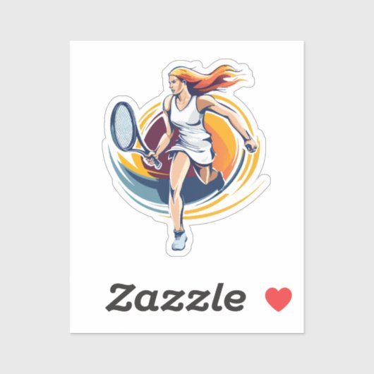 vrouw die tennis speelt sticker (Vel)