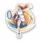 vrouw die tennis speelt sticker (Voorkant)