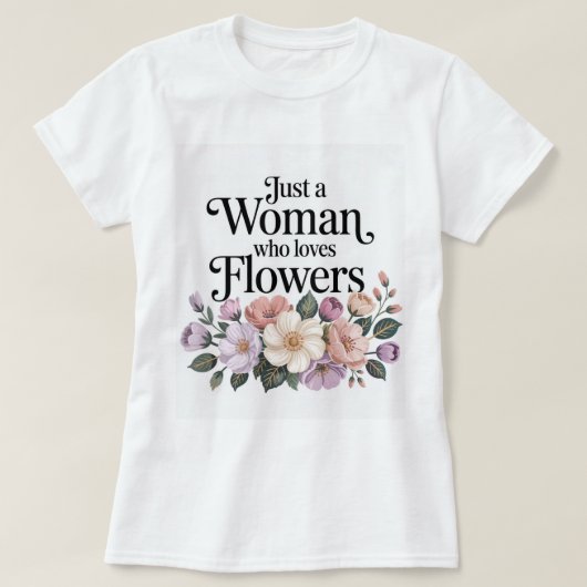 Vrouw die van bloemen houdt Wit T-shirt (Design voorkant)