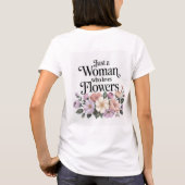 Vrouw die van bloemen houdt Wit T-shirt (Achterkant)