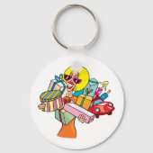 Vrouw die veel koopt Sleutelhanger koopt (Voorkant)