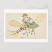 Vrouw die  vliegt briefkaart (Voorkant)