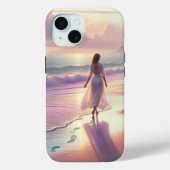  vrouw die voetafdrukken achterlaat op een strand Case-Mate iPhone case (Achterkant)