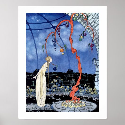 Vrouw die voor een vreemde boom staat poster (Voorkant)