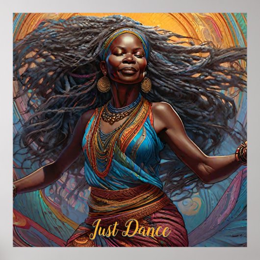 Vrouw die vrij Afrikaans danst Poster (Voorkant)