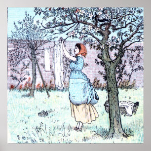 Vrouw die was doet poster