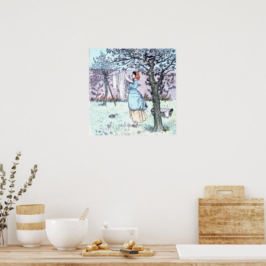 Vrouw die was doet poster (Keuken)