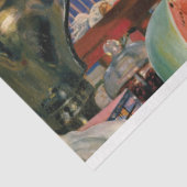 Vrouw die Watermeloen met Kat het Schilderen eet Tissuepapier (Detail)