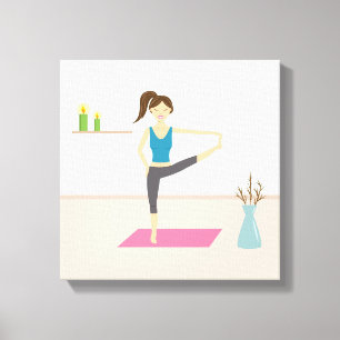 vrouw die Yoga in een stijlvolle kamer beoefent Canvas Afdruk