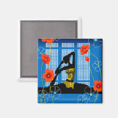 Vrouw die yoga oefent magneet (Voorkant / Achterkant)