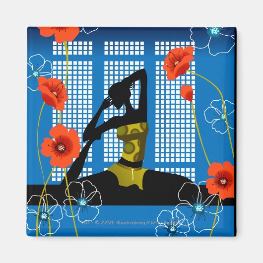 Vrouw die yoga oefent magneet (Voorkant)